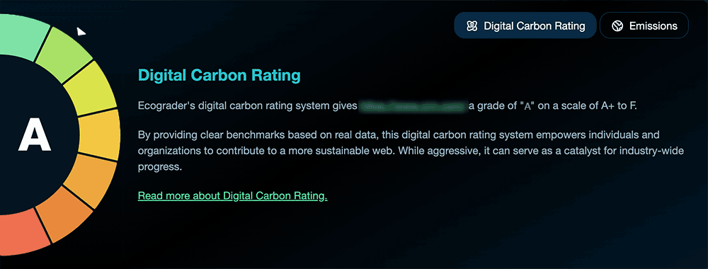 Ecograder example of a digital carbon rating of 'A'.